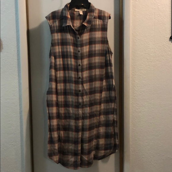 🌵 FOREVER 21/ Sleeveless Plaid Tunic Top 🌵 - Picture 3 of 8